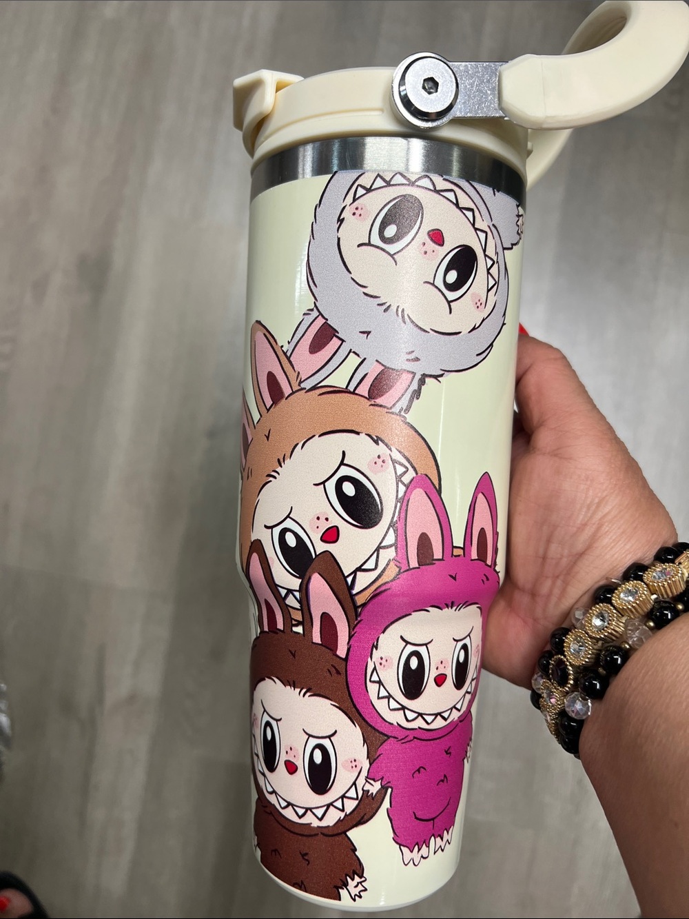 Kids Cream Cartoon Character Stainless Steel Water Bottle